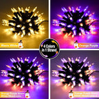 2-Pack 50 LED Halloween Twinkle Lights, 17ft Waterproof for Patio