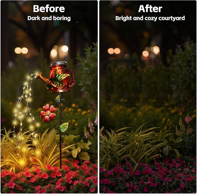 Solar Hummingbird Garden Statue Light, Outdoor Decor