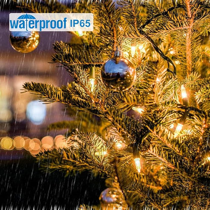 33ft 100 LED Battery Operated Warm White Christmas Tree Lights 8 Modes String Lights with Timer Indoor Outdoor for Christmas Tree Halloween Holiday Party Bedroom Classroom Decoration