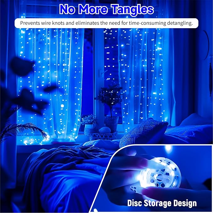 8ft Blue Outdoor Edison String Lights, Weatherproof