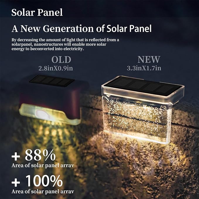 TIJNN Solar Deck Lights Outdoor Waterproof (6 Pack) – LED Solar Fence Lighting for Steps, Stairs, Railing, Patio & Backyard – Wireless Auto Dusk to Dawn Warm White Decor