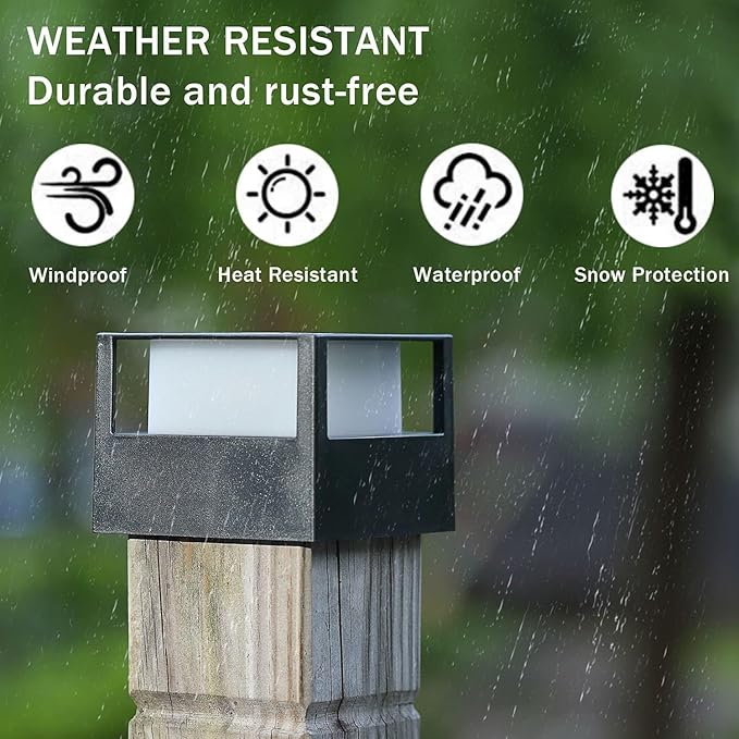Viewsun 12 Pack Solar Post Cap Lights, Outdoor Garden Solar Powered Fence Post Lights with SMD LEDs Waterproof Light Decorative for Fence Deck or Patio Decor, Only Fits for Wooden Posts