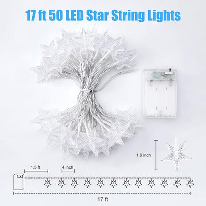 17ft White String Lights for Backyard, Waterproof LED