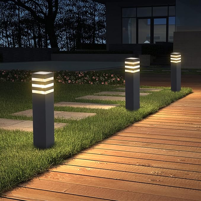 SLAWA 23.6In Pathway Lights Black E26 Outdoor Landscape Path Lights Die-Casted Aluminum Walkway Lighting Modern Landscape Sideway Lighting IP65 Waterproof Patio Porch Exterior Floor Lamp with Bulbs
