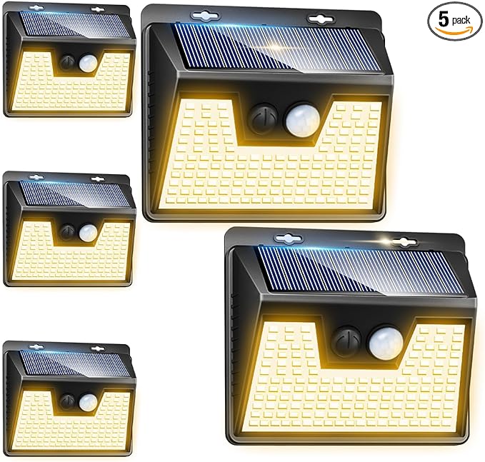 5-Pack Multi-Color Solar Wall Lights, Warm White LED