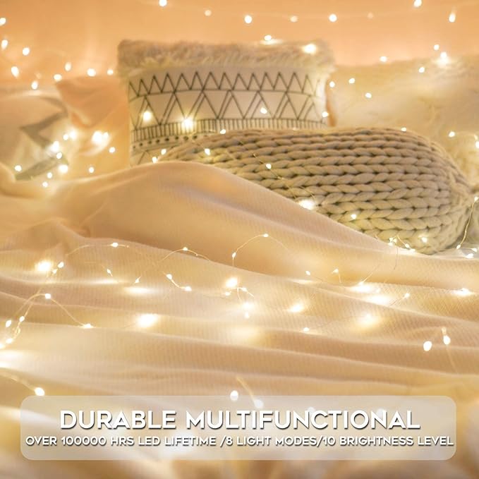 Christmas String Lights, 33ft 100 LED Waterproof Twinkle Lights