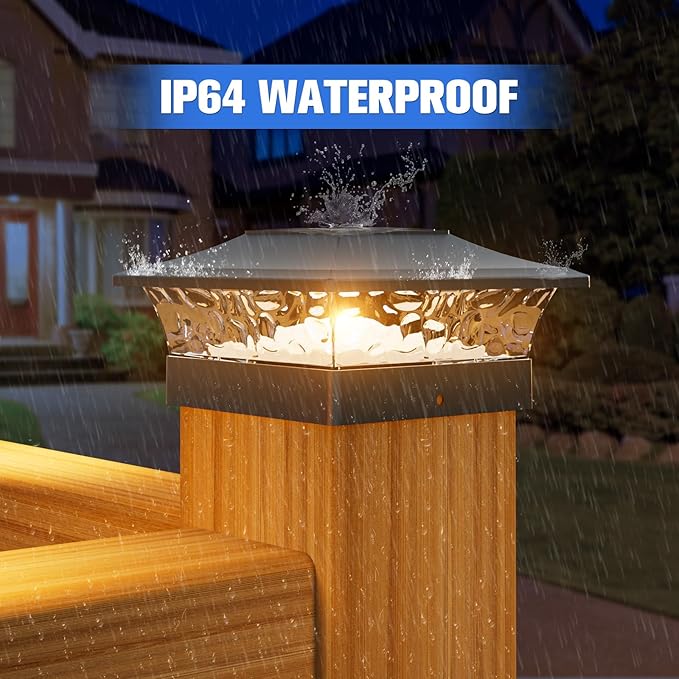 VOLISUN Solar Post Cap Light 12Pack Black: RGB Color Changing - Fence Cap Lights Solar Outdoor Waterproof for 4x4 5x5 6x6 Wooden Vinyl Post