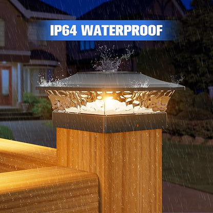 VOLISUN Solar Post Cap Light 8Pack Black: RGB Color Changing - Fence Post Lights Solar Outdoor Waterproof for 4x4 x5 x6 WoodenVinyl Post