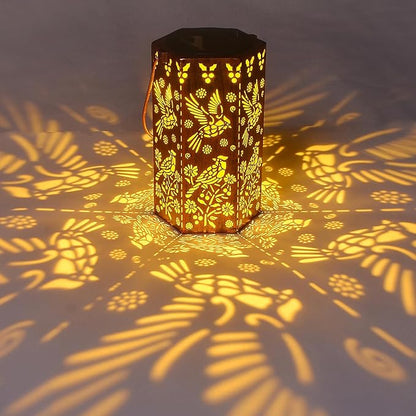 Solar Cardinal Lanterns Outdoor Hanging Lights, Gifts for Mom Dad Men Women, Hollowed-Out Metal Decor Lantern, Waterproof LED Decorative Garden Light