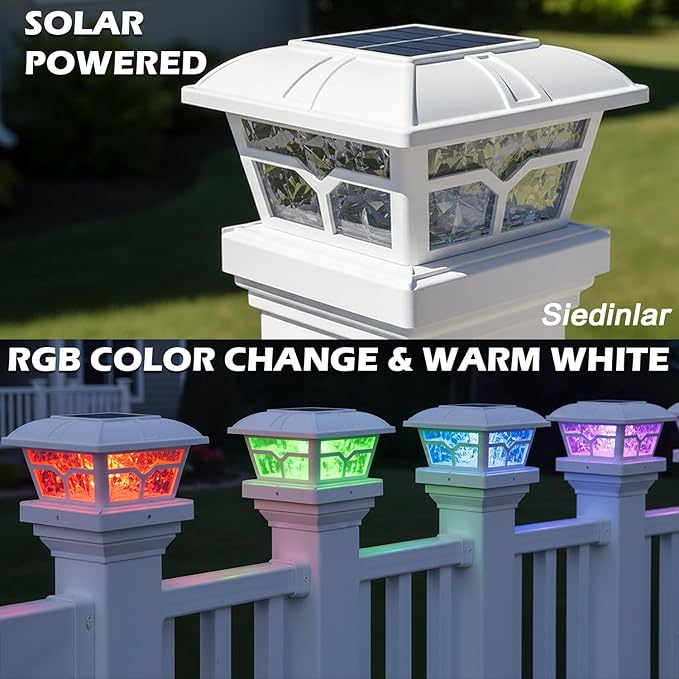 Warm White Solar Fence Post Caps 6-Pack, Yard LED