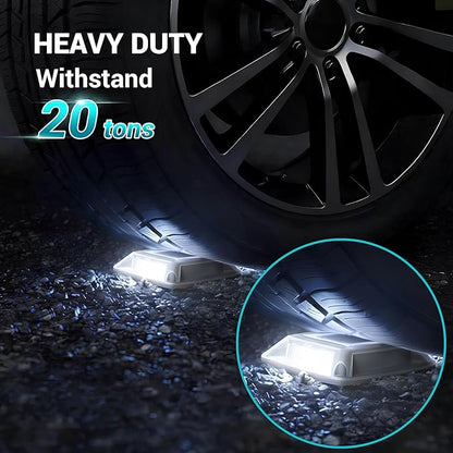 Solar Driveway Lights Outdoor 16 Pack, IP68 LED Solar Powered Waterproof Driveway Marker Deck Dock Lights for Dock Step Pathway Walkway Sidewalk Garden Yard Stair Marine (White)