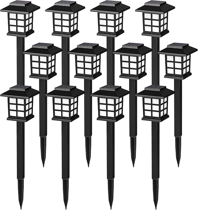 SOLPEX Solar Outdoor Lights,12 Pack Solar Path Lights, Walkway Lights Outdoor, Garden Light, Solar-Powered Pathway Waterproof for Garden, Yard, Landscape and Driveway(Warm White)