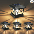 4-Pack Black Yard Post Cap Lights, Solar LED