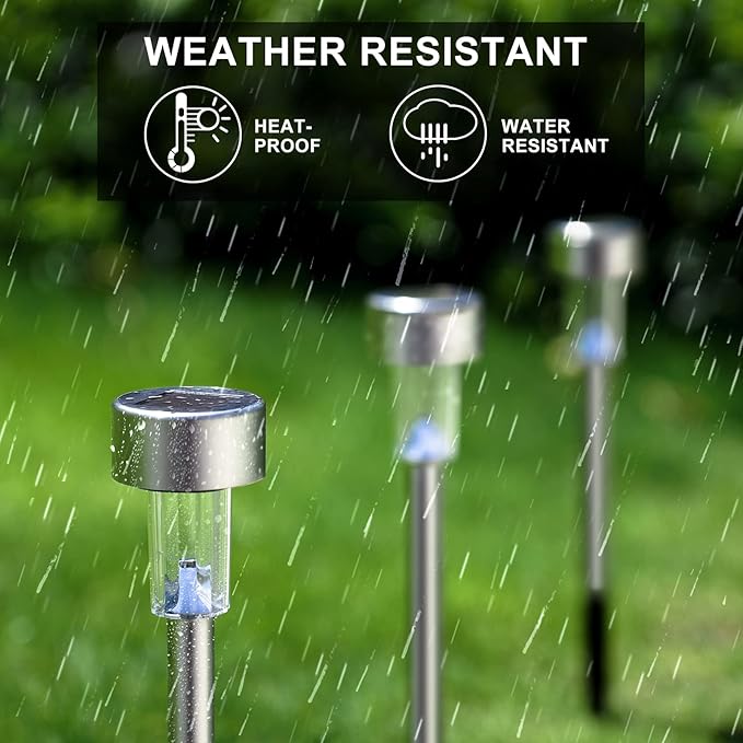 Dream Master Solar Lights Outdoor Waterproof, Stainless Steel LED Landscape Lighting, Solar Garden Lights, Outdoor Decorations for Yard, Pathway, Walkway, Patio, Lawn - 16 Pack (Cold White)