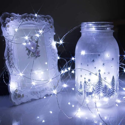 12-Pack Outdoor String Lights, 7ft Pure White Waterproof LED