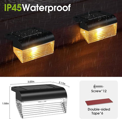 TIJNN Solar Deck Lights, Outdoor Lighting Solar Fence Light Waterproof Backyard Essentials Patio Decor,for Outdoor Stairs, Step, Fence, Yard, Patio- 6 Pack