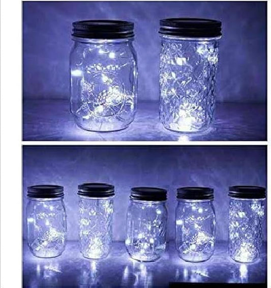 Miaro 6 Pack Mason Jar Lights, 20 LED Solar Cold White Fairy String Lights Lids Insert for Garden Deck Patio Party Wedding Christmas Decorative Lighting Fit for Regular Mouth Jars