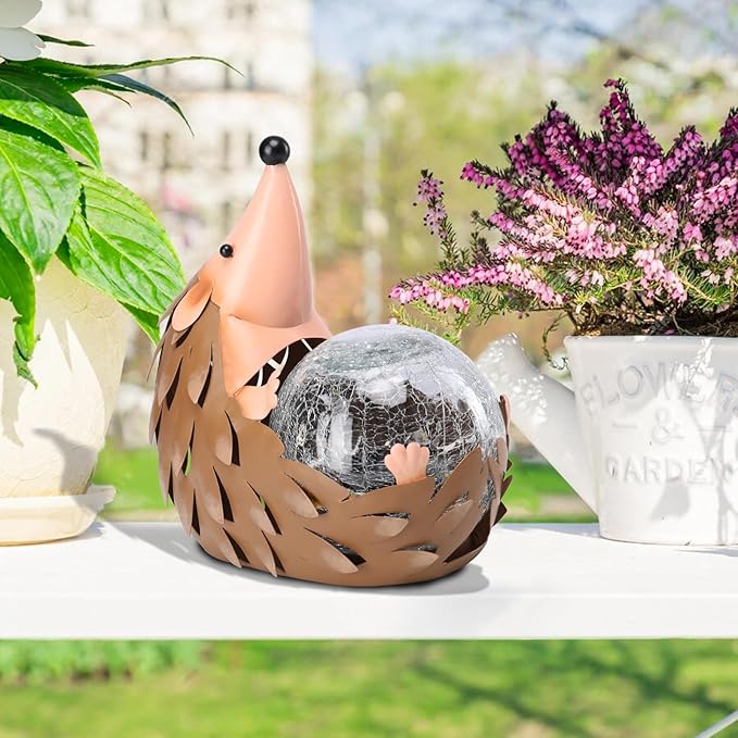 MUMTOP Solar Lantern - Solar Lights Outdoor Waterproof, Hedgehog Lanterns Yard Decorations, Decorative Lantern Tabletop Ornaments for Garden Decor