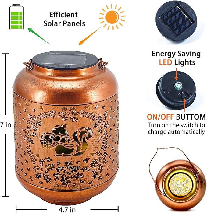 Squirrel Solar Hanging Lanterns, Decorative Porch Decor