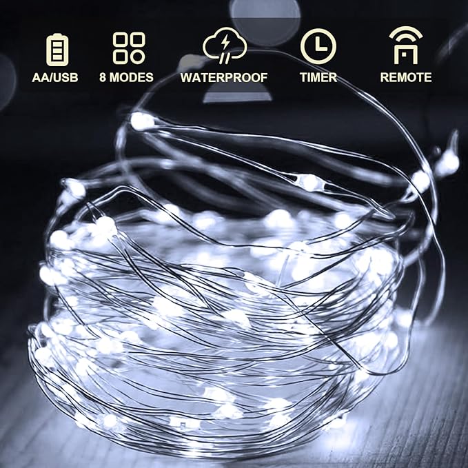 Christmas String Lights, 16ft 50 LED Waterproof Twinkle Lights