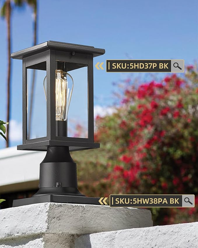 2-Pack Black Yard Post Cap Lights, Solar LED