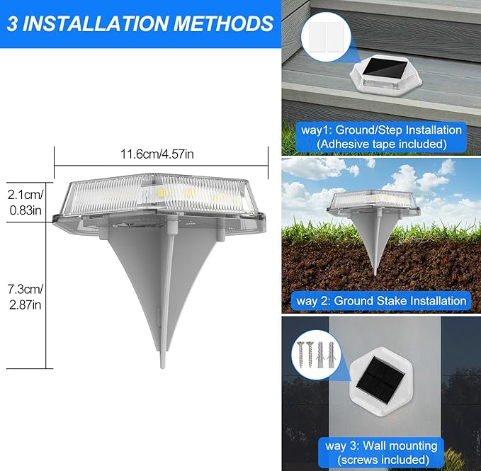 Solar Deck Lights Dock Step Lights- 12 Packs Waterproof 1200mAh Auto ON/Off LED Solor Powered Stair Lighting for Outdoor Garden, Patio, Pathway, Walkway, Driveway (Blue)