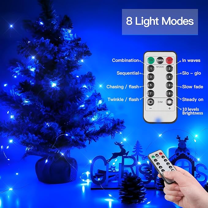 33ft Christmas LED String Lights, Waterproof Timer Lights