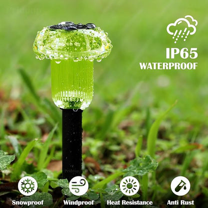 St Patricks Day Decorations Solar Lights Outdoor Pathway Waterproof 8 Pack Green LED Green Stake Acrylic Mushroom Decorative Garden Lights for Yard Landscape Patio Outside