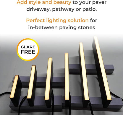 LUMENGY Paver Light Slim 0.5x14 Inch(0.55x13.77) 2700K Warm White, Glare-Free Linear Lighting for Driveways, Walkways and Paver Borders, 12V Hardwired, IP67 Waterproof, Drive-Over Rated
