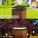 4-Pack Black Solar Fence Post Lights, Outdoor LED Caps