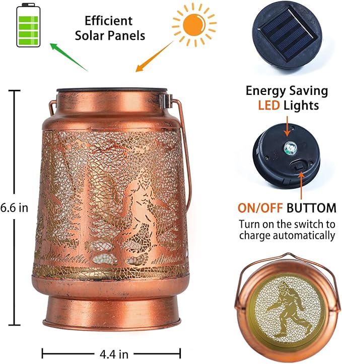 Solar Bigfoot Lanterns 2-Pack, Garden Hanging LED Decor