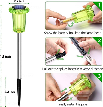 St Patricks Day Decorations Solar Lights Outdoor 10 Pack Solar Pathway Lights Green Halloween Decorations Waterproof Yard Lighting for Driveway Garden Walkway Path Landscape Lawn
