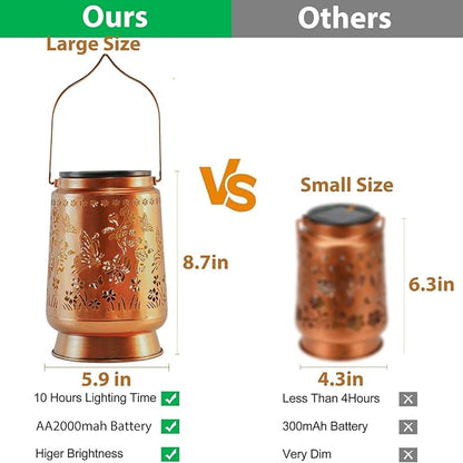 Large Solar Lanterns Outdoor Waterproof Butterfly Birthday Gifts for Women Men, Metal Hanging Solar Lantern Lamp for Yard, Lawn, Patio, Backyard, Butterfly Garden Decor Outside