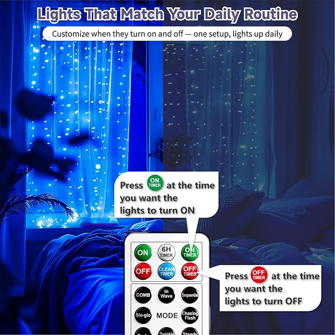 8ft Blue Outdoor Edison String Lights, Weatherproof
