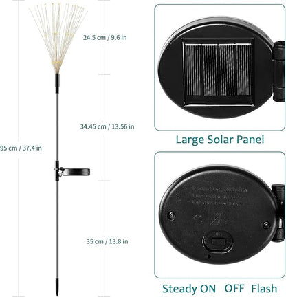 JJGoo Solar Firework Lights, 2 Pack 120 LEDs 2 Lighting Modes Solar Garden Lights Outdoor Waterproof for Yard Patio Walkway Pathway Party Wedding Christmas Decorative - Blue