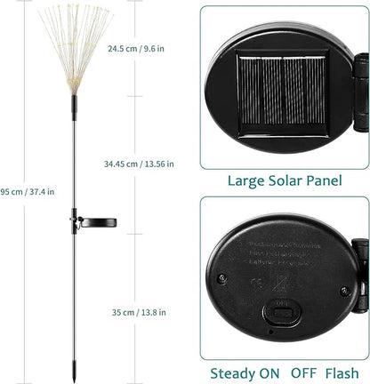 JJGoo Solar Firework Lights, 2 Pack 150 LEDs 2 Lighting Modes Solar Lights Outdoor Waterproof for Garden Patio Walkway Pathway Party Wedding Christmas Decorative - Purple