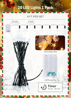 Christmas Backyard String Lights, 8ft 20 LED Waterproof