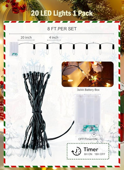 Christmas Backyard String Lights, 8ft 20 LED Waterproof