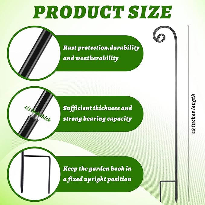 Heavy-Duty Shepherd's Hooks 24-Pack, 48" Garden