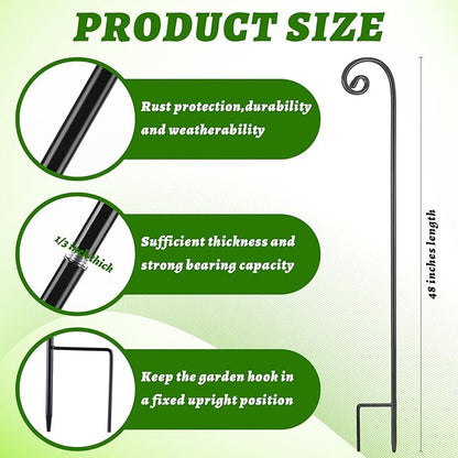 Heavy-Duty Shepherd's Hooks 24-Pack, 48" Garden