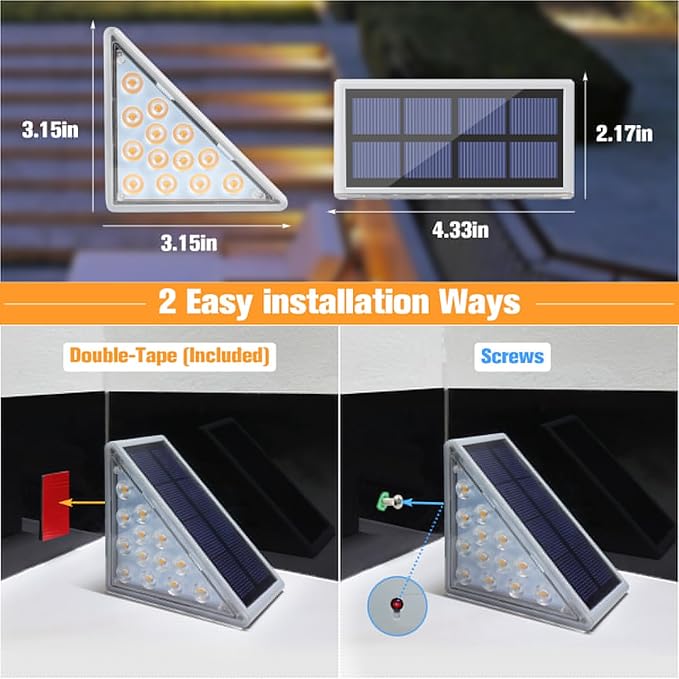 16-Pack Solar Wall Lights, Cool White LED