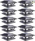 10-Pack 2-Mode Warm White Deck Post Cap Lights, Solar LED