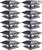 10-Pack 2-Mode Warm White Deck Post Cap Lights, Solar LED