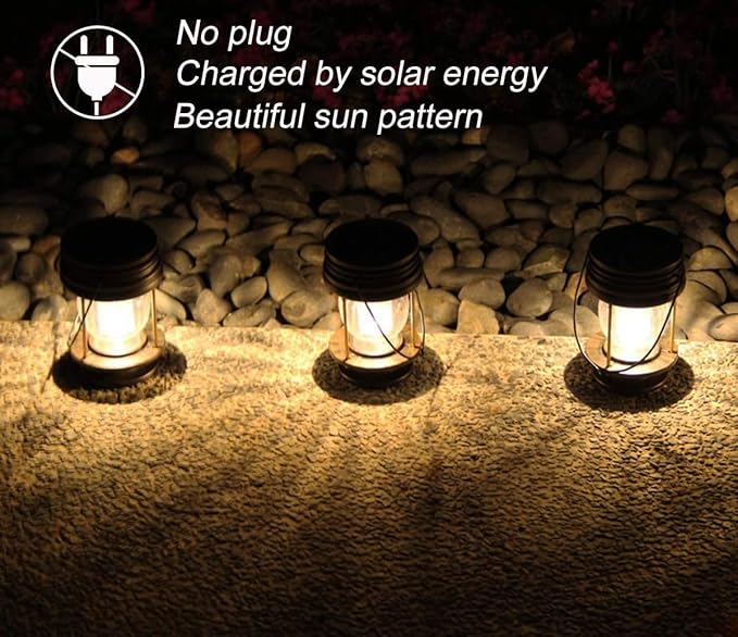 Solar Backyard Lanterns 2-Pack, Porch Hanging LED Decor