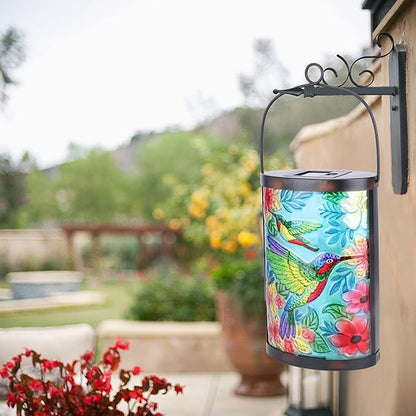 Afirst Solar Lantern Outdoor Hanging Glass Peacock Lights Waterproof Solar Lamp for Garden Yard Tree Desk Decor