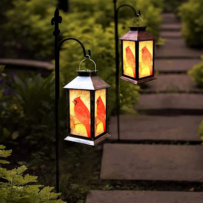 Solar Lanterns, Outdoor Hanging Lanterns Waterproof LED Solar Cardinal Lights Tabletop Lamp for Outdoor Patio Garden as Gifts for Mom Grandma Women