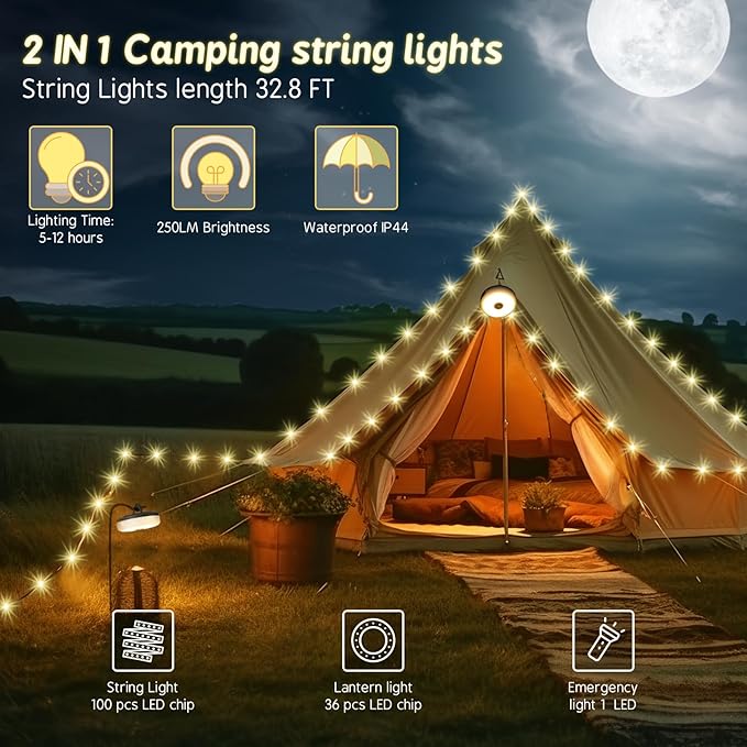 8ft Outdoor Edison String Lights, Weatherproof