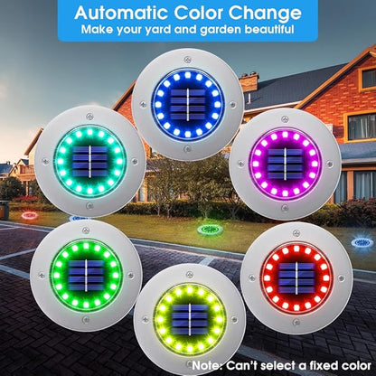 NFESOLAR Solar Lights Outdoor with 16 LEDs, 8 Pack Bright Multi-Color Solar Ground Lights Outdoor Waterproof for Pathway Garden Yard Lawn Walkway Halloween Christmas Decorations