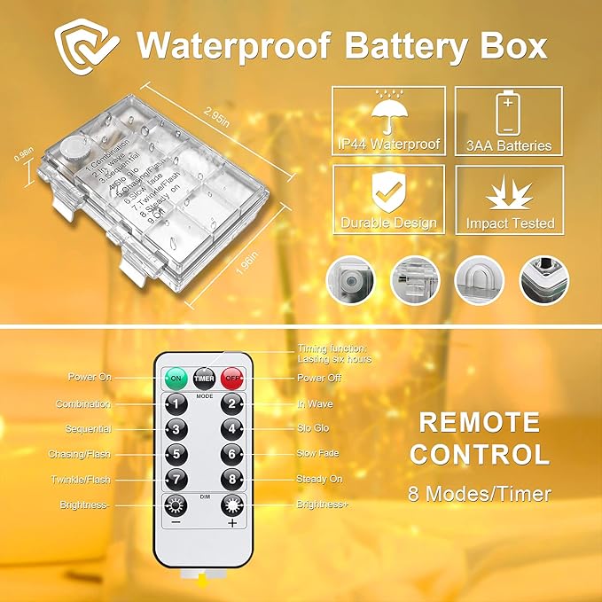 Remote Control Rope Lights, 33ft Color-Changing LED