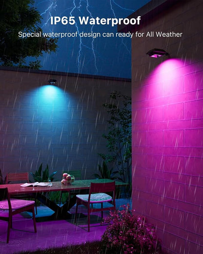 8 Pack Color Changing Solar Gutter Lights Outdoor Decorative 12 LED Waterproof Clip On Gutters Light for Eaves, Roof, Rainspout, Fence, Railing, Wall, Garage, House Porch, Deck, Yard, Cycle Modes(RGB)